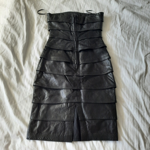 💣 90s VINTAGE Danier Leather Strapless dress - Picture 5 of 7